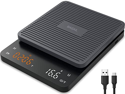 Bagail Digitale Kaffeewaage mit Timer 3 kg/0,1 g